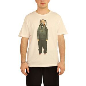 Elevenparis Mens Rap Dog Graphic T-Shirt, White, XL, DM